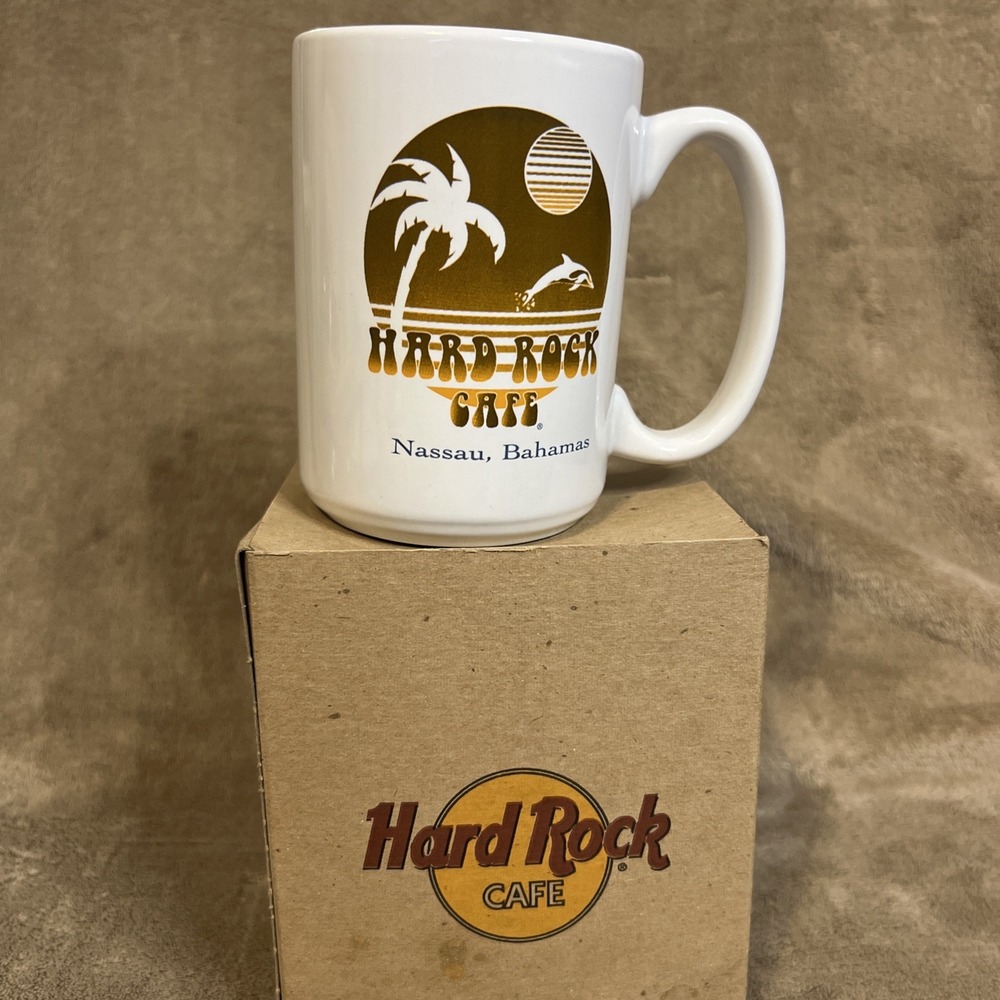 NIB Hard Rock Cafe Nassau‎ Bahamas Coffee Tea Mug Cup 12 Oz Dolphin Beach